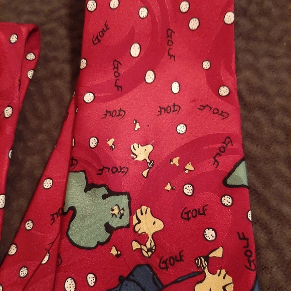 Vintage SnoopyPeanuts Golf Silk Tie - Picture 4 of 6